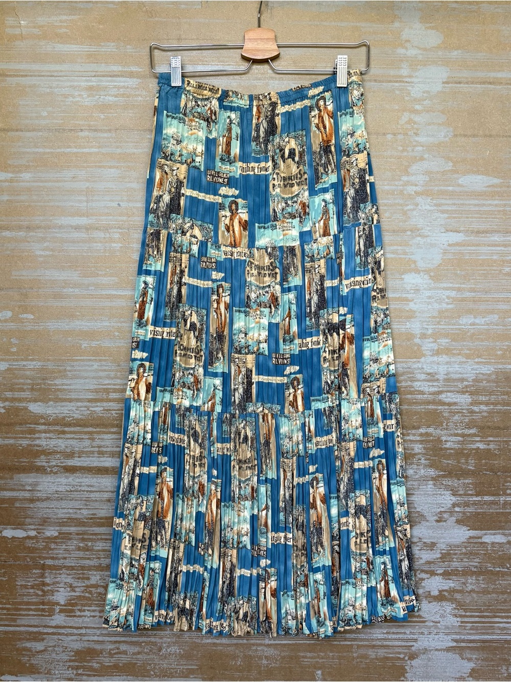 Vintage Double D Ranch Cowboy Outlaw Pleated Maxi Skirt NFR Western Womens S